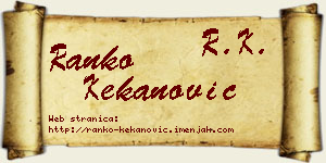 Ranko Kekanović vizit kartica